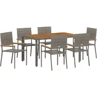 vidaXL Trädgårdsmöbelset 7 pcs Grå konstrotting