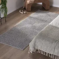 FRAAI Löpare | Hidde 3D Circles grå hos Volero | 80x180cm | Återvunnen polyester | Enfärgad | Rektangulär | Plattvävd