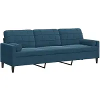 vidaXL 3-sitssoffa med prydnadskuddar blå 210 cm sammet