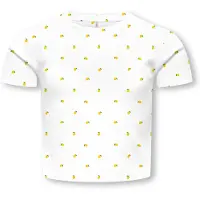 Kids Only T-shirt - KogBella - Rib- Cloud Dansare/Black Hearts - - 7-8 år (122-128) - T-shirt