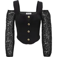 Influencer Broderad topp svart