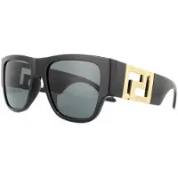Versace Rectangle Mens Svart Mörkgrå Solglasögon