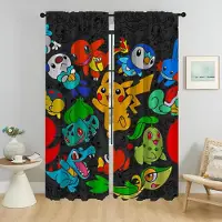 Household supplies MH P-pokemones Heminredningsgardiner för Vardagsrum Fönstergardin Rumsavdelare Gardiner 2 Delar Halloween Dekoration Rullgardiner Kamera W50xH70cmx2pcs-CL