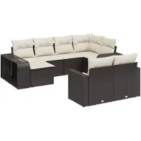 vidaXL Loungegrupp 10 delar med svarta dynor konstrotting