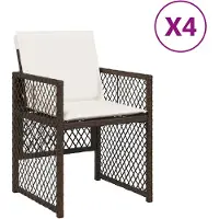 vidaXL Trädgårdsstolar med kuddar set om 4 brun flätad resin 364952
