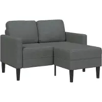 vidaXL 2-sitssoffa med schäslong L-formad mörkgrå 125 cm tyg