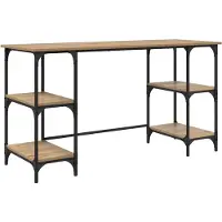 vidaXL Skrivbord med hylla Artisan Ek 140 x 50 x 75 cm Konstruerat trä