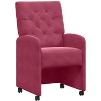 vidaXL Matstolar med hjul med hjul 2 pcs Vinröd 58 x 67 x 97 cm Sammet