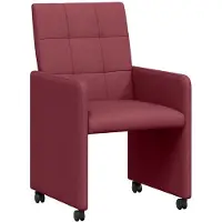 vidaXL Matstolar med hjul med hjul 2 pcs Vinröd 58 x 65 x 94 cm tyg