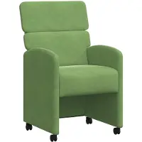vidaXL Matsalsstolar med hjul - - Ljusgrön - Sammet - 58x65x98 cm - Ergonomisk - Inbyggda hjul