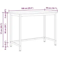 vidaXL bord Vit 100 x 50 x 77 cm Konstruerat trä och stål