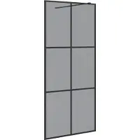 vidaXL Walk-in Duschvägg Svart 90 x 195 cm härdat glas