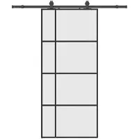 vidaXL Skjutdörr med beslag svart 90x205 cm ESG-glas