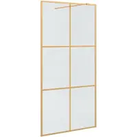vidaXL Walk-in Duschvägg Guld 100 x 195 cm härdat glas