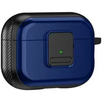 Mtp Products Magnetiskt fodral för Apple AirPods Pro , TPU-skal med karbinhake för Bluetooth-hörlurar med spänne - Svart+Blått