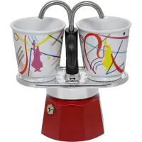 Bialetti Mini Express Kandinsky, Moka kruka, blå, silver, aluminium, 2 koppar, 90 ml, 1 st