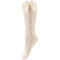 Condor Knästrumpor m. Rosett - Stickad - Creme - - 12-18 mån - Strumpor