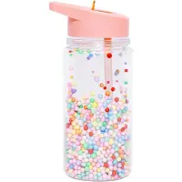 Petit Monkey Vattenflaska m. Sugrör - 300 ml - Macaron Pops - Ko - - One Size - Vattenflaska