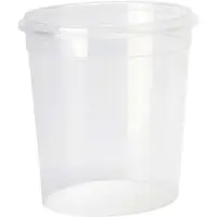 Usorteret Plastbägare Handy-lock rund 1025 ml Ø 118 höjd 144 PP transparent med lock ask á 180 st