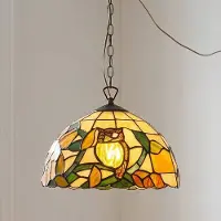 ARTISTAR Tiffany pendellampa JOLIEN, dimbar, Multifärgad, Vardagsrum / matsal, Glas, Tiffany, Pendellampa