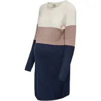 ONLY Maternity Stickad klänning 'OLMLillo' beige / mörkblå / vit