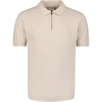 No-excess Kortärmad Polotröja med Halv Dragkedja Ecru Off-White Beige Storlek