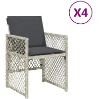 vidaXL Trädgårdsstolar med dynor 4 st ljusgrå konstrotting