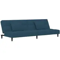 vidaXL Bäddsoffa 2-sits med två kuddar blå sammet