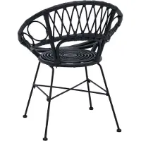 vidaXL Matsalsstol i rotting - - Svart - 65x55,5x81 cm - Set med 2 - Rottning och metall - Modern design