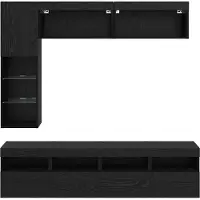 vidaXL TV-skåp med led Väggmonterad 7 pcs Svart Ek Konstruerat trä