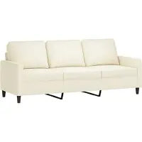 vidaXL 3-sitssoffa gräddvit 180 cm sammet