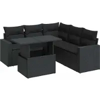 vidaXL Loungegrupp med dynor 6 delar svart konstrotting