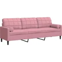 vidaXL 3-sitssoffa med prydnadskuddar rosa 210 cm sammet