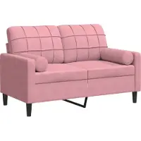 vidaXL 2-sitssoffa med prydnadskuddar rosa 120 cm sammet