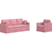 vidaXL Soffset 2 pcs Rosa 198 x 78 x 80 cm Sammet