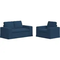 vidaXL Soffset 2 pcs Blå 182 x 80 x 82 cm tyg