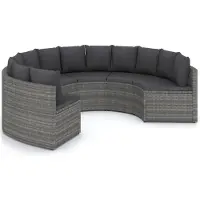 DKD Home Decor Soffgrupp för trädgården med dynor 6 delar konstrotting grå