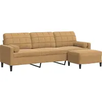 vidaXL 3-sitssoffa med fotpall brun 210 cm sammet