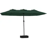 vidaXL Trädgårdsparasoll dubbelt med LEDs grön 449x245 cm