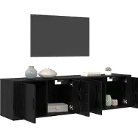 vidaXL Väggmonterad TV-byrå Set 2 pcs Svart Ek 80 x 34,5 x 40 cm