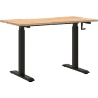vidaXL Skrivbord Svart och naturlig 120 x 60 cm Massivt Ekträ