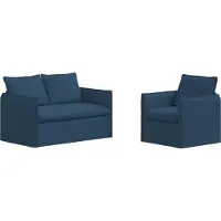vidaXL Soffset 2 pcs Blå 136 x 82 x 85 cm Tyg
