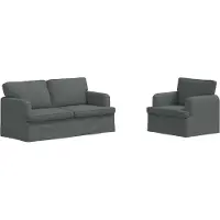 vidaXL Soffset 2 pcs Mörkgrå 162 x 80 x 85 cm tyg