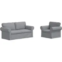 vidaXL Soffset 2 pcs Ljusgrå 175 x 82 x 80 cm tyg