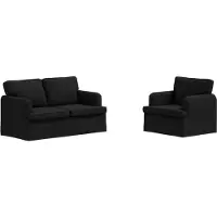 vidaXL Soffset 2 pcs Svart 144 x 80 x 85 cm tyg