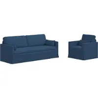 vidaXL Soffset 2 pcs Blå 198 x 78 x 80 cm tyg