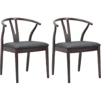 vidaXL Matstol 2 pcs Ljusbrun och svart Massiv Gummiträ