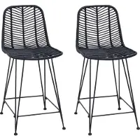 vidaXL Barstol i rotting och metall - - Svart - 44,5 x 54,5 x 97,5 cm - Sitt höjd 62 cm