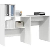 vidaXL Skrivbord med hylla Vit 131,5 x 50 x 106,5 cm Konstruerat trä