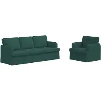 vidaXL Soffset 2 pcs Mörkgrön 144 x 80 x 85 cm tyg